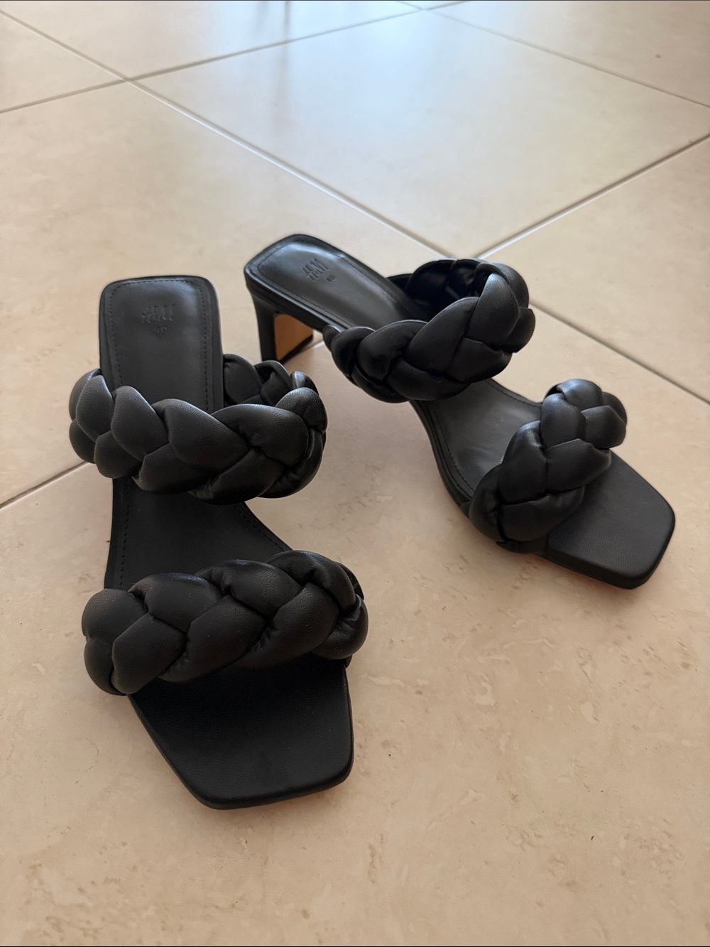 H&M Black Braided Strap Heeled Sandals - Women